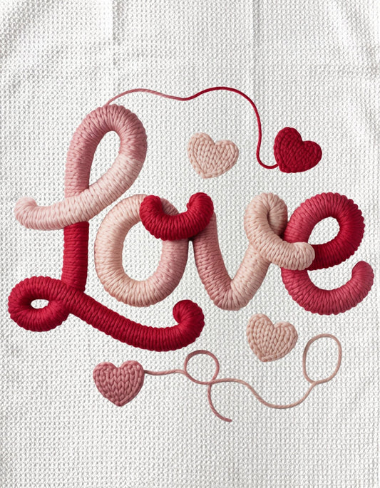 TOWELS - VALENTINE'S FABRIC LOVE WITH HEARTS