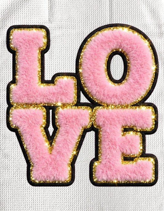 TOWELS - VALENTINE'S FABRIC LOVE PINK & GOLD