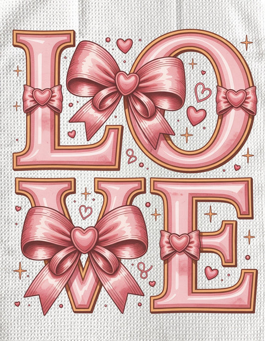 TOWELS - VALENTINE'S LOVE PINK BOWS