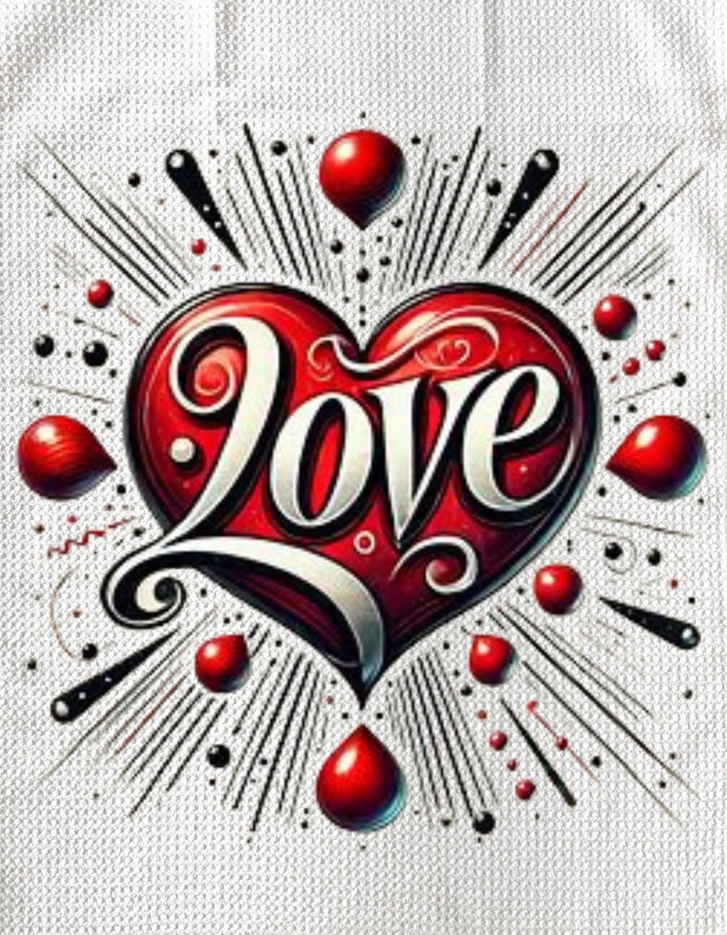 TOWELS - VALENTINE'S LOVE RED DROPLETS