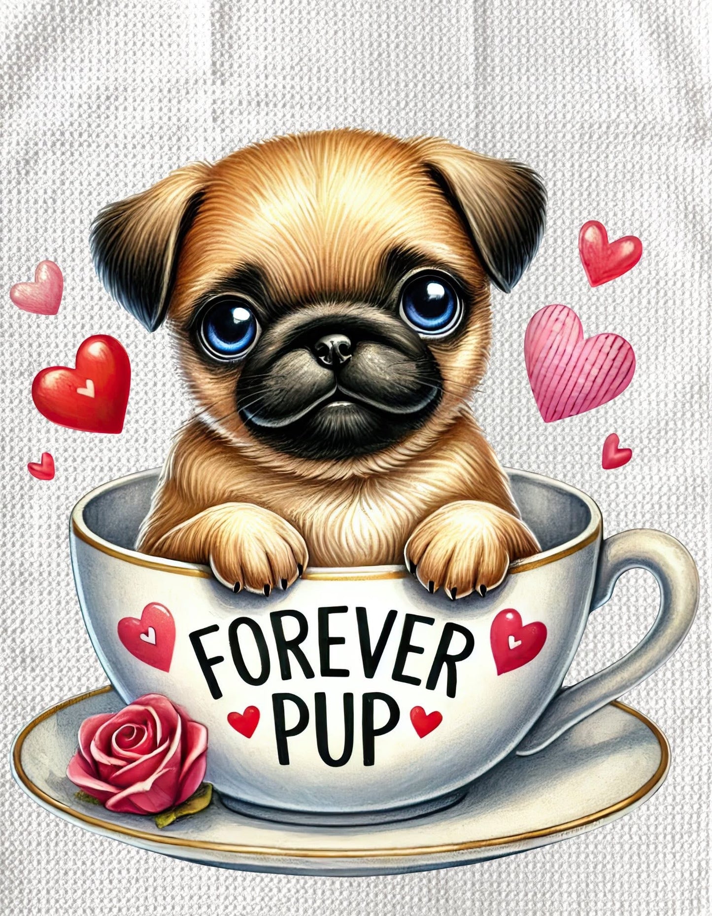 TOWELS - VALENTINE'S PUPPY FOREVER PUP