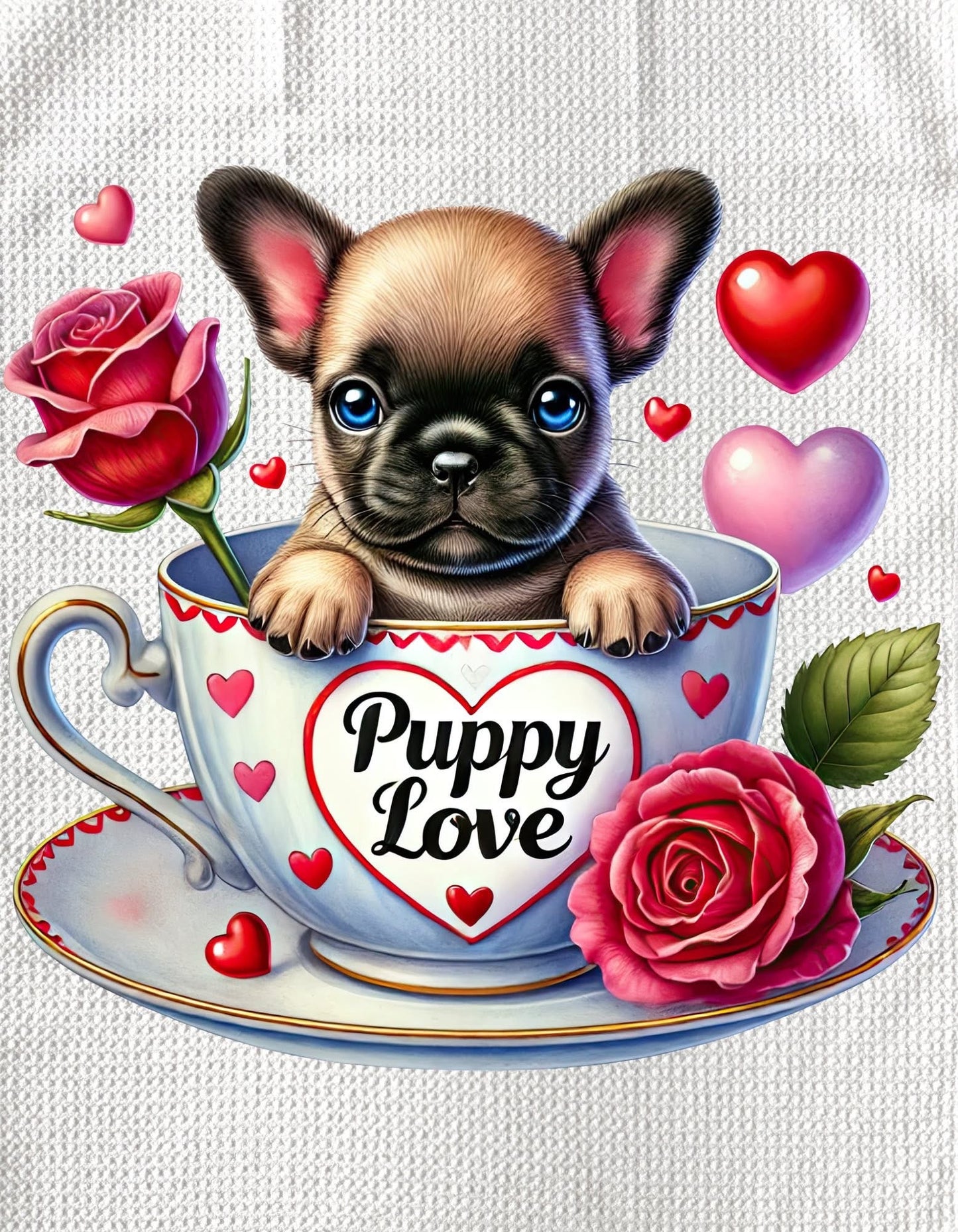 TOWELS - VALENTINE'S PUPPY LOVE TEACUP