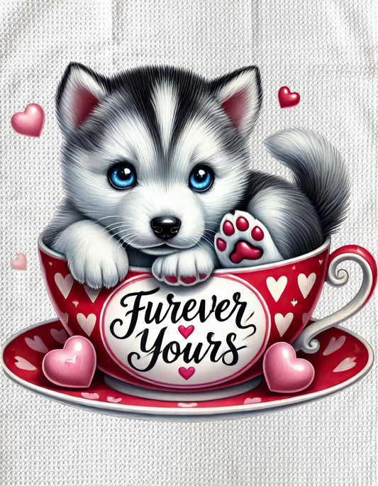 TOWELS - VALENTINE'S PUPPY FOREVER YOURS