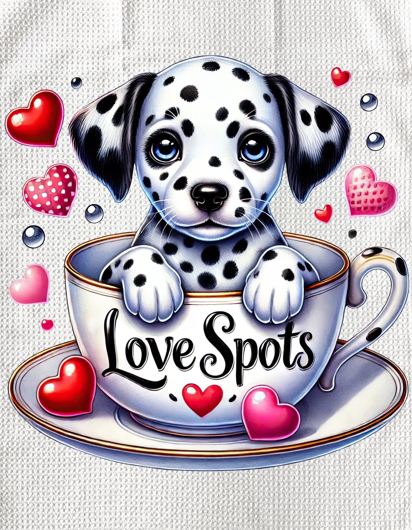 TOWELS - VALENTINE'S PUPPY LOVE SPOTS