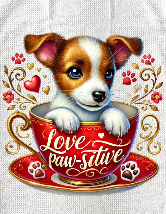 TOWELS - VALENTINE'S PUPPY LOVE PAW-SITIVE