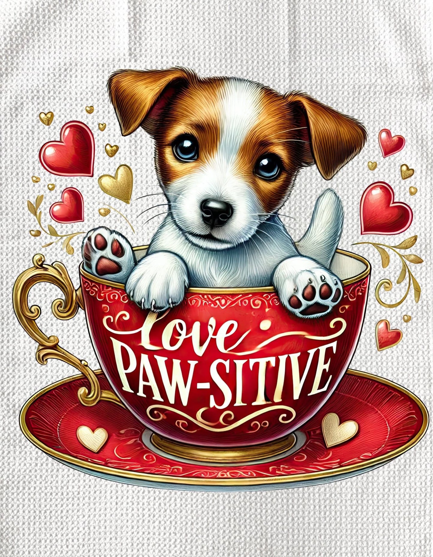 TOWELS - VALENTINE'S PUPPY LOVE PAW-SITIVE HEARTS