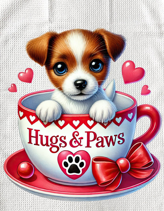 TOWELS - VALENTINE'S PUPPY HUGS & PAWS