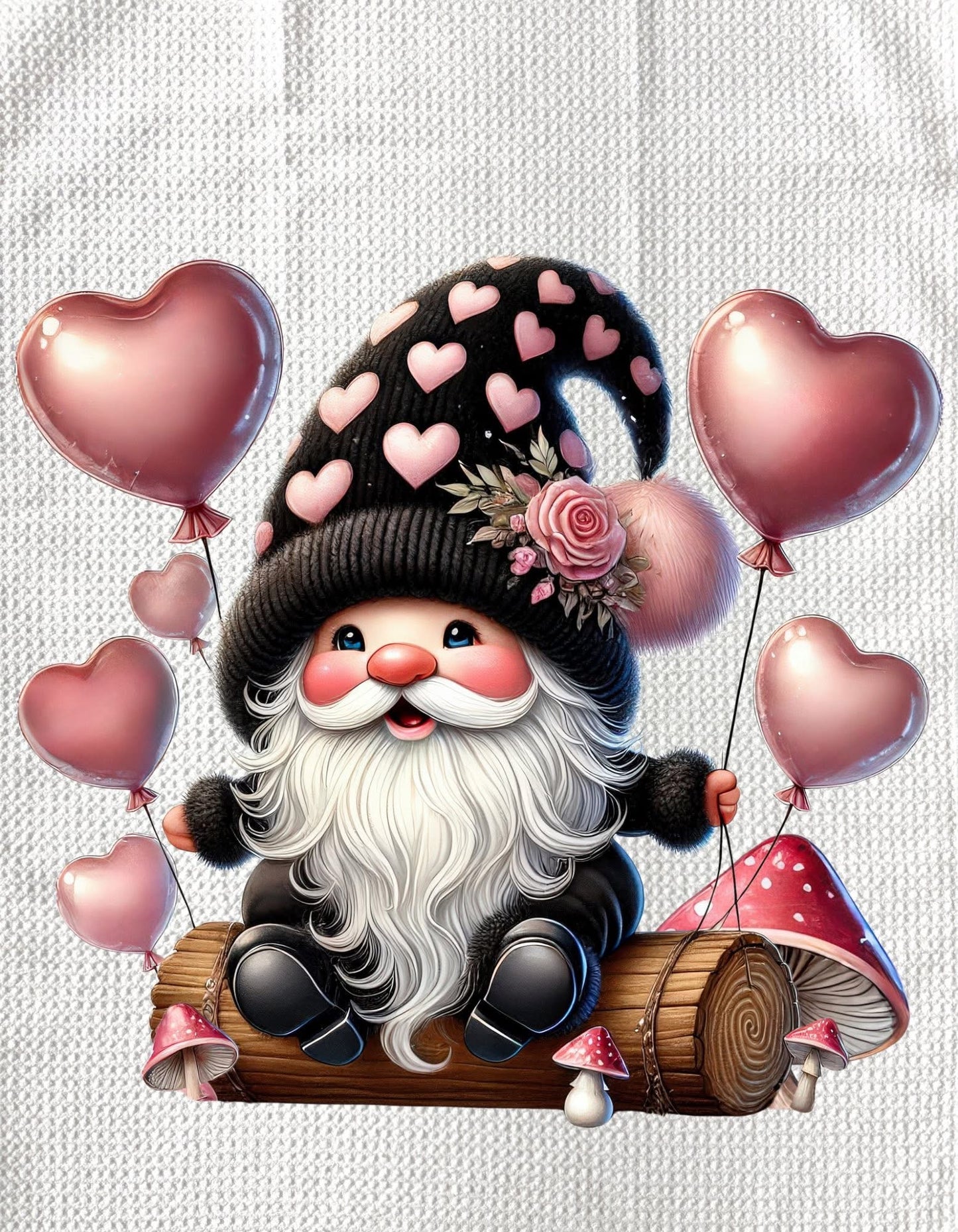 TOWELS - VALENTINE'S GNOME BALLOONS