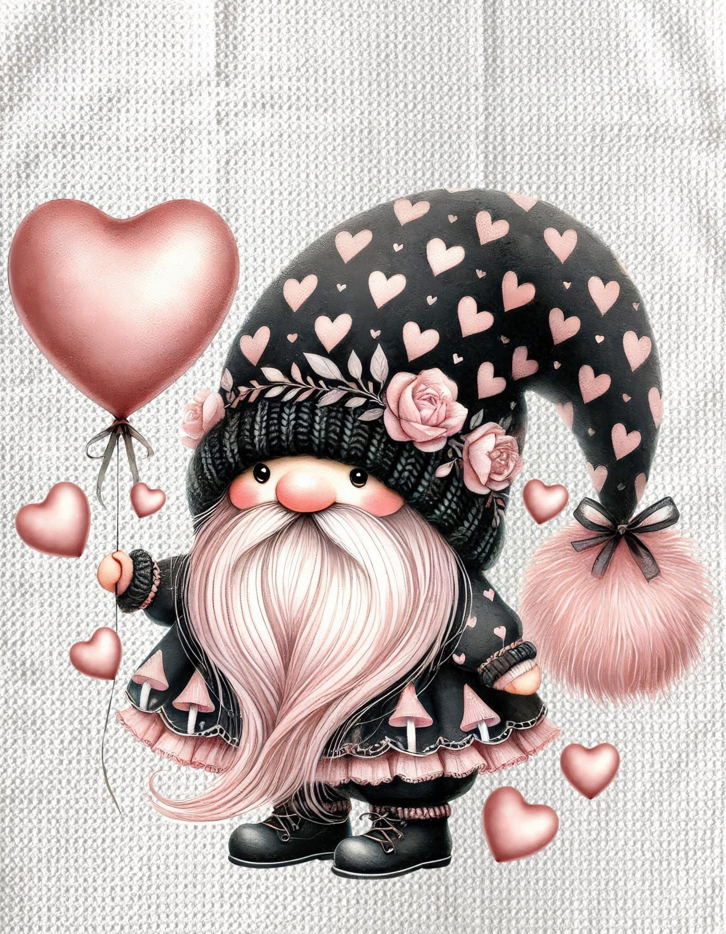 TOWELS - VALENTINE'S GNOME BALLOON