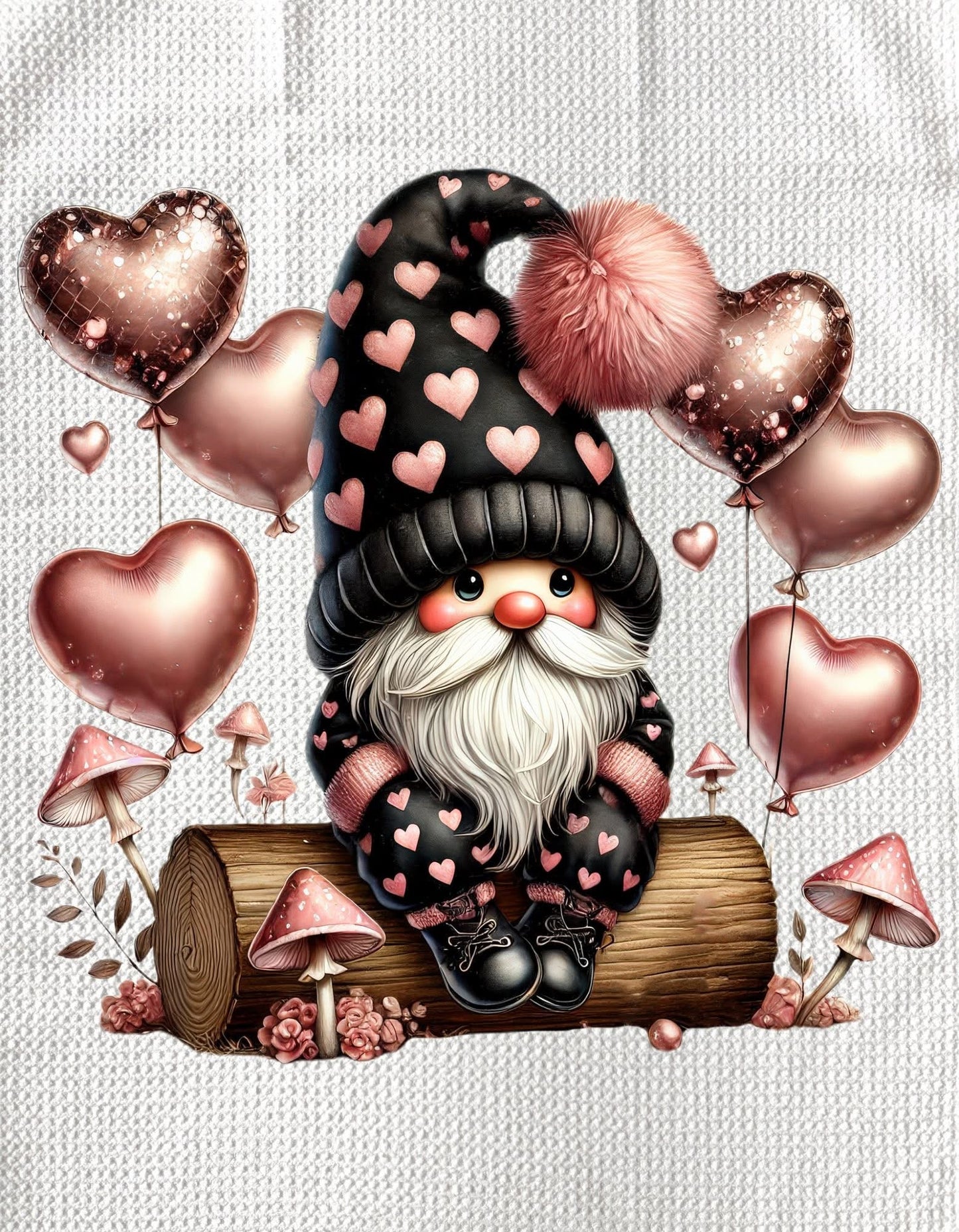 TOWELS - VALENTINE'S GNOME BALLOONS SPARKLE