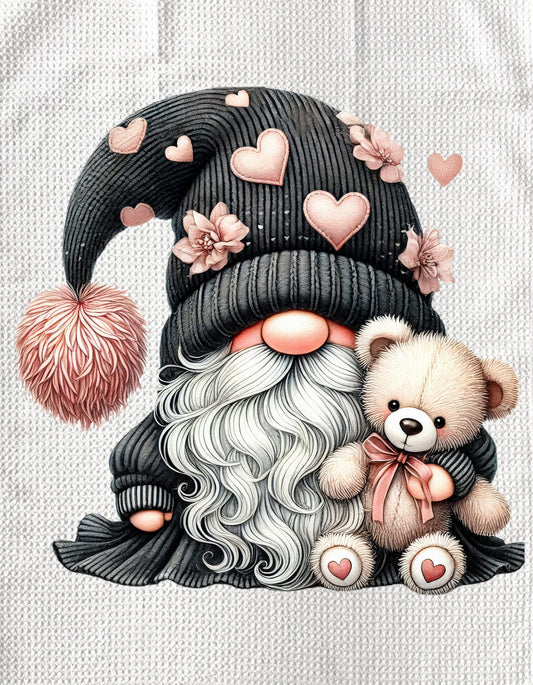 TOWELS - VALENTINE'S GNOME STUFFED BEAR