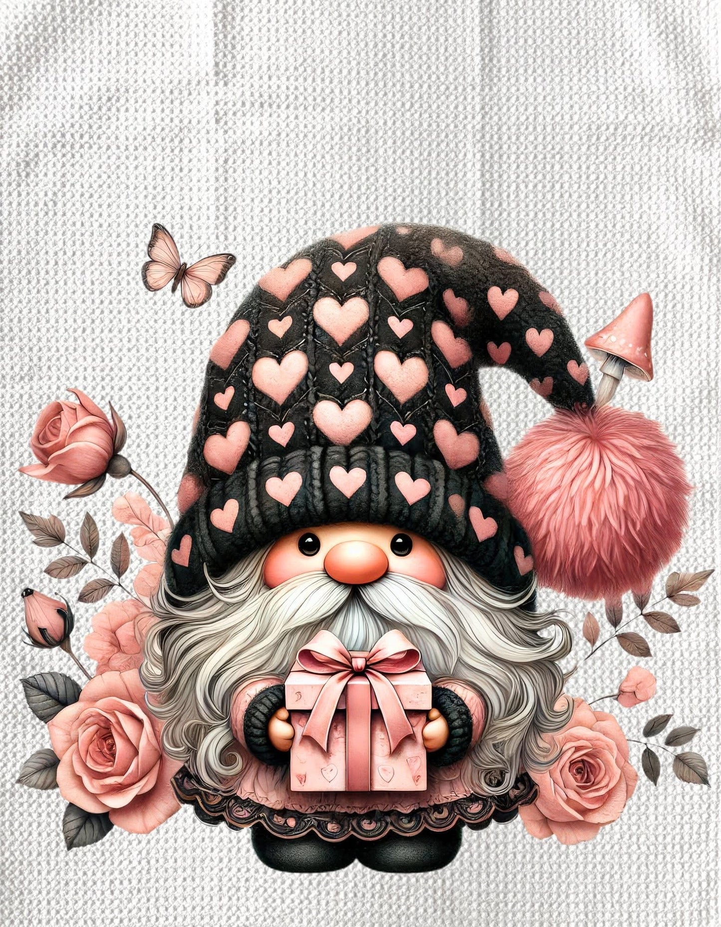 TOWELS - VALENTINE'S GNOME PINK PRESENT