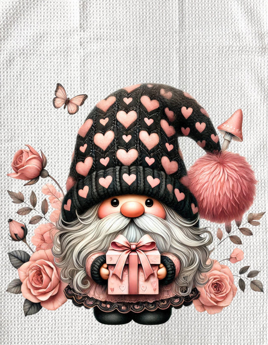 TOWELS - VALENTINE'S GNOME PINK PRESENT