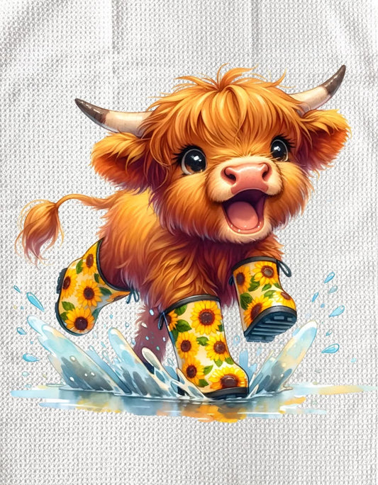 TOWELS - HIGHLAND COW RAINBOOTS