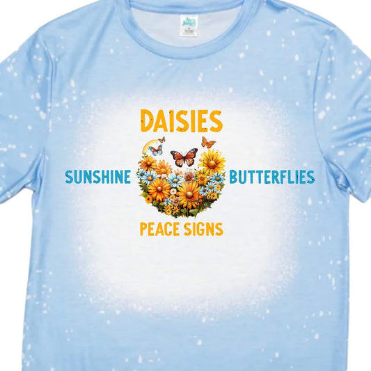 T-Shirts Faux Bleached - FLOWERS DAISIES