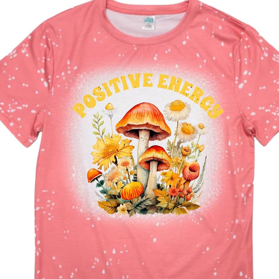 T-Shirts Faux Bleached - MUSROOM POSITIVE ENERGY
