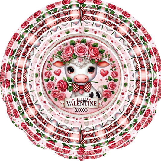 Wind Spinner with Jewel Strand Valentine's Cow Hello Valentine XOXO