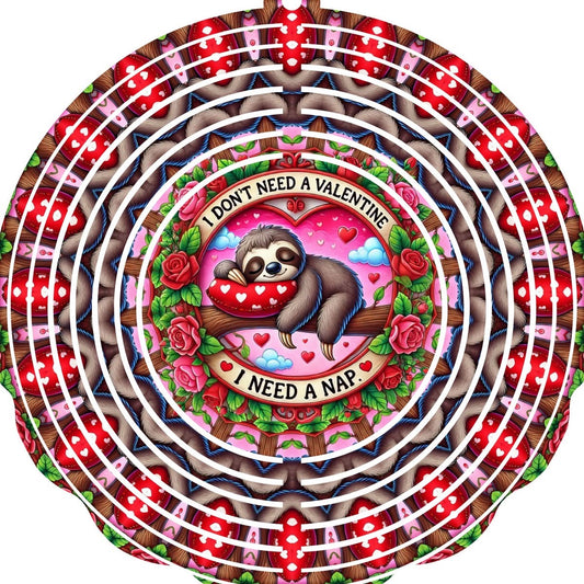 Wind Spinner with Jewel Strand Sloth Valentine's I Need A Nap