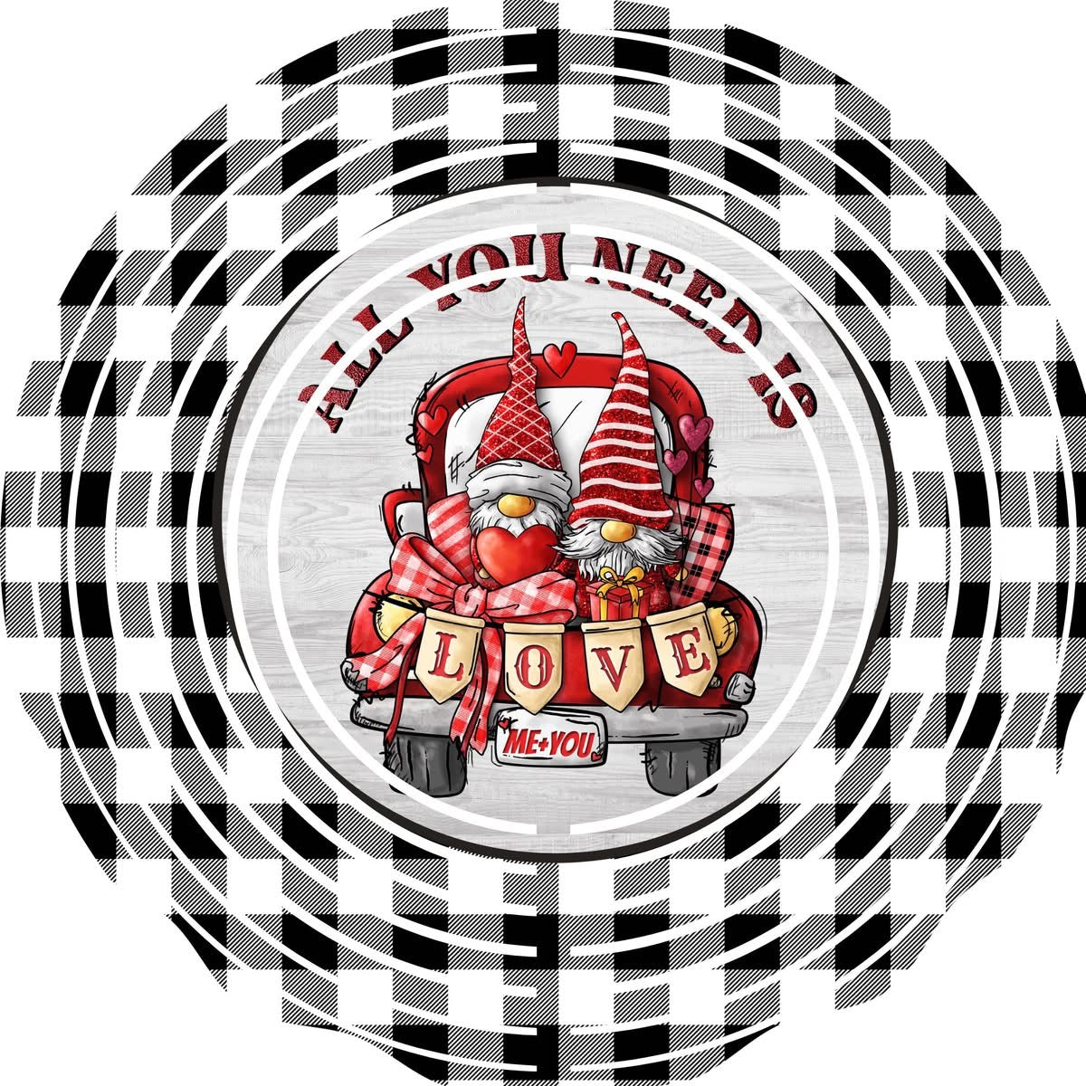 Wind Spinner with Jewel Strand Gnome Valentine's All You Need is Love