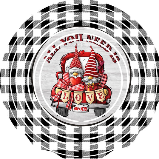 Wind Spinner with Jewel Strand Gnome Valentine's All You Need is Love