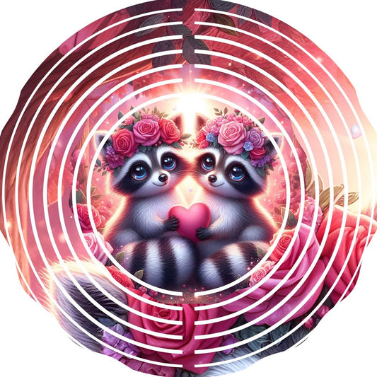 Wind Spinner with Jewel Strand Racoon Valentine's Red Heart