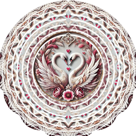 Wind Spinner with Jewel Strand Swan Valentine's Couple