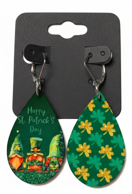 EARRINGS - ST PATRICK'S GNOME SHAMROCK