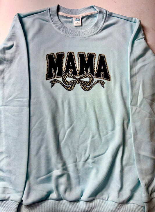 CREW NECK - MOM MAMA LEOPARD PRINT