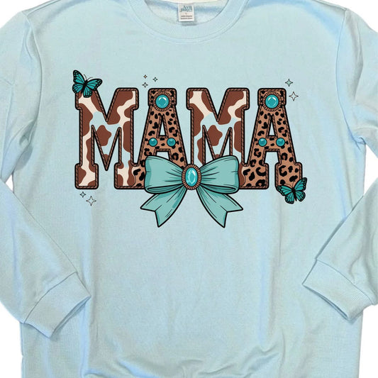 CREW NECK - MOM MAMA ANIMAL PRINT