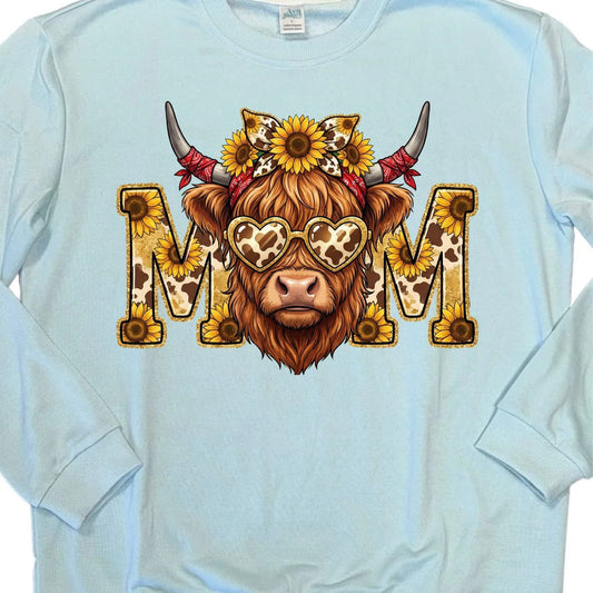 CREW NECK - MOM HIGHLAND COW