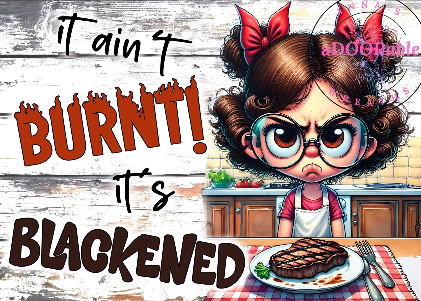 Tempered Glass Cutting Board Sassy Chef It Aint Burnt it's Blackened