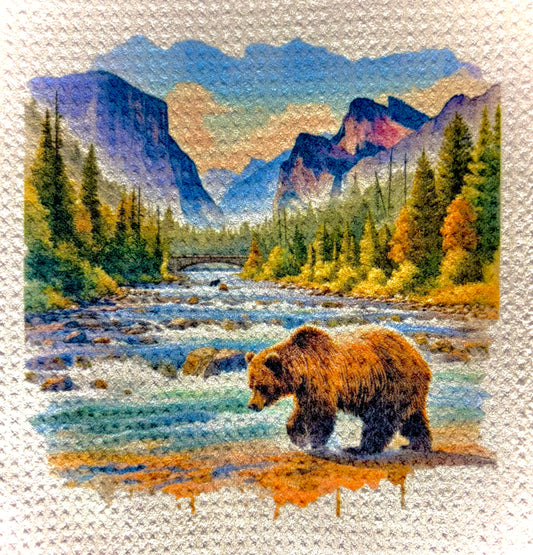 TOWELS - BEAR BROWN WALKING RIVER