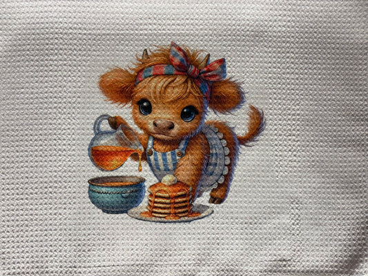 TOWELS - HIGHLAND COW BAKING POURING SYRUP