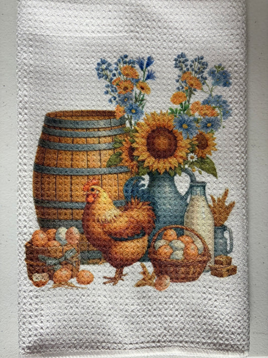 TOWELS - CHICKEN/ROOSTER SUNFLOWER EGGS