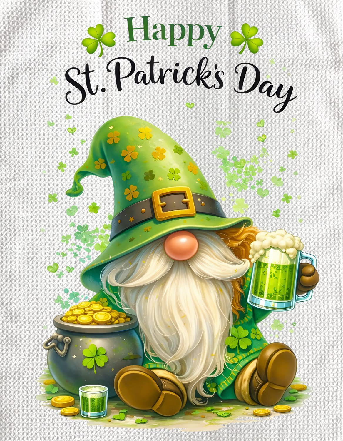 TOWELS - ST PATRICK'S GNOME HAPPY