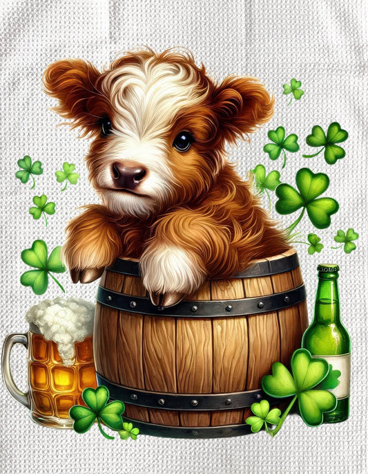 TOWELS - ST PATRICK'S HIGHLAND COW CLOVER