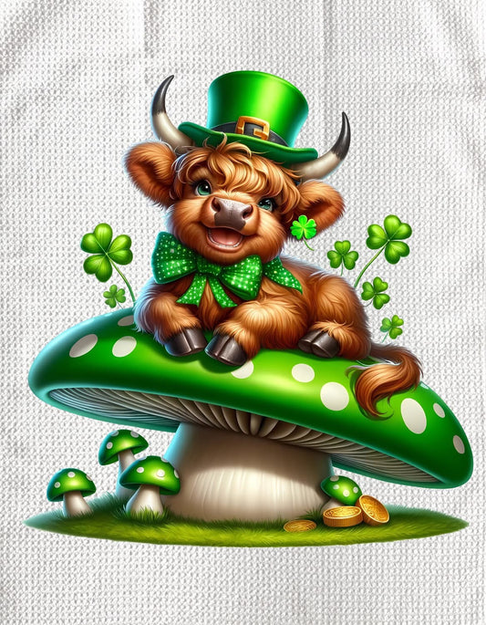 TOWELS - ST PATRICK'S HIGHLAND COW MUSHROOM