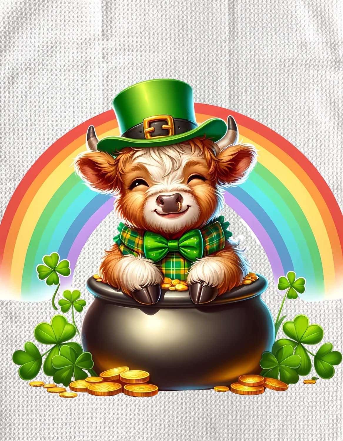 TOWELS - ST PATRICK'S HIGHLAND COW RAINBOW