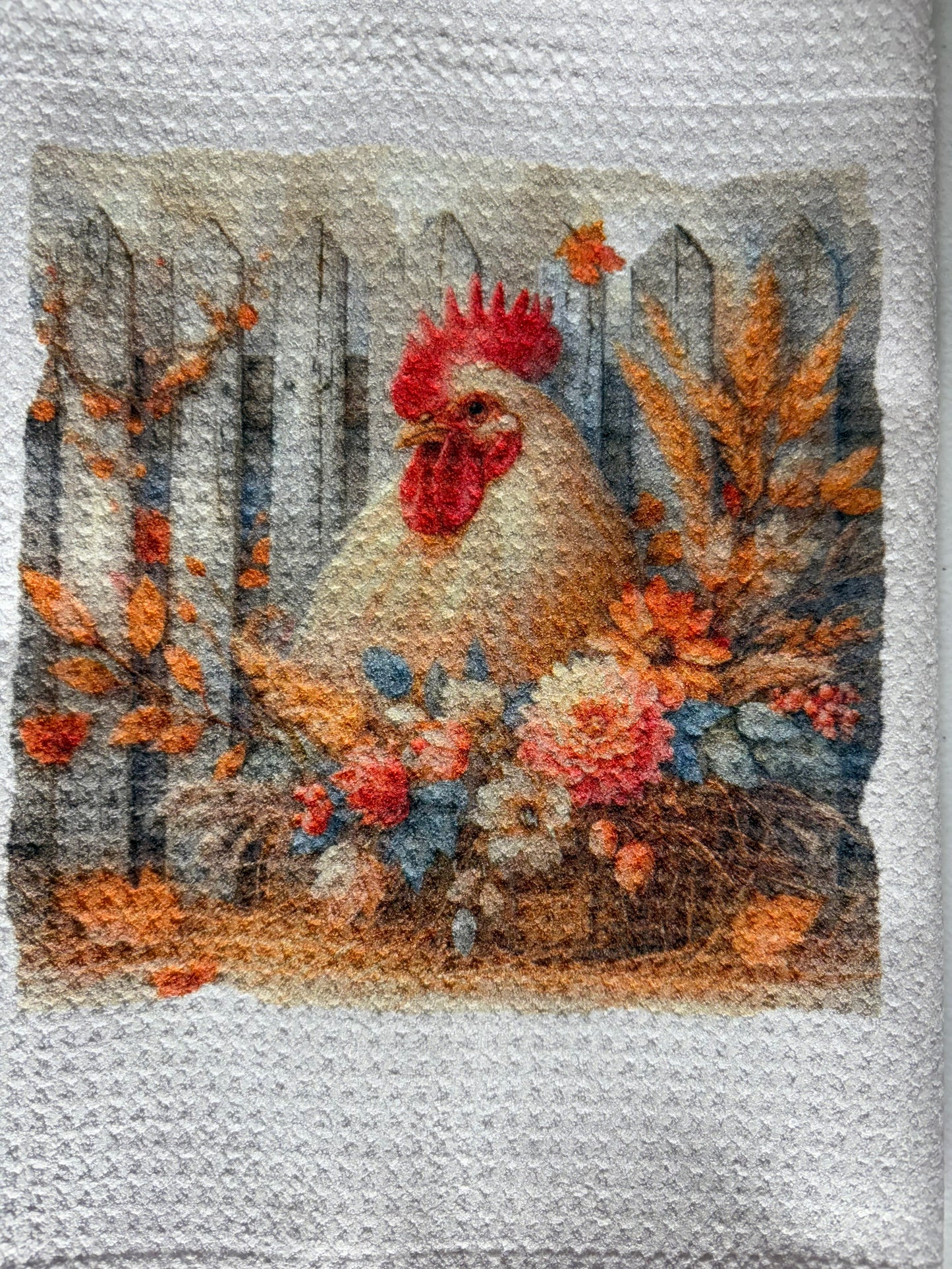TOWELS - CHICKEN/ROOSTER NATURAL FLOWERS