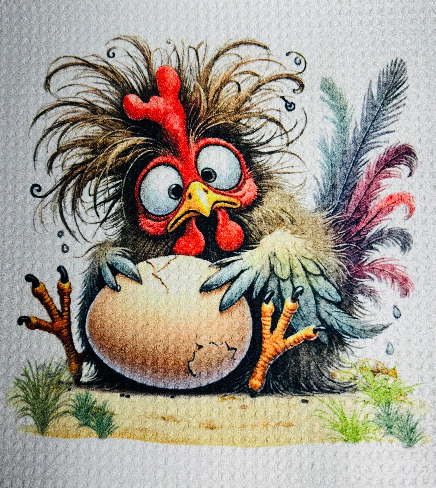 TOWELS - CHICKEN/ROOSTER SILLY CRACKED