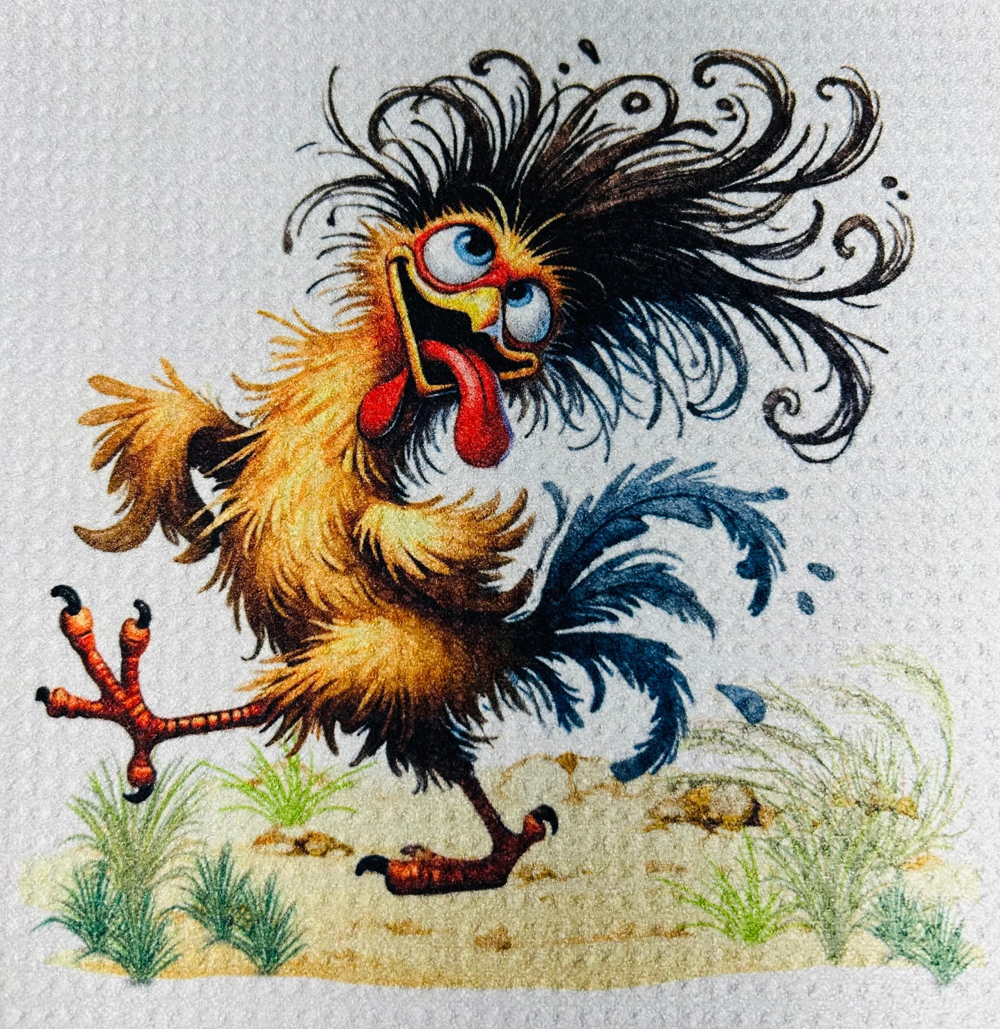 TOWELS - CHICKEN/ROOSTER SILLY CRAZY