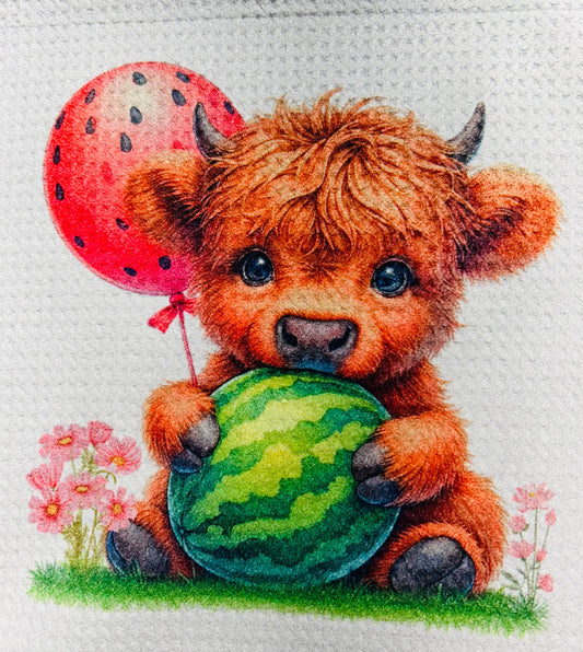 TOWELS - HIGHLAND COW FRUITS WATERMELON