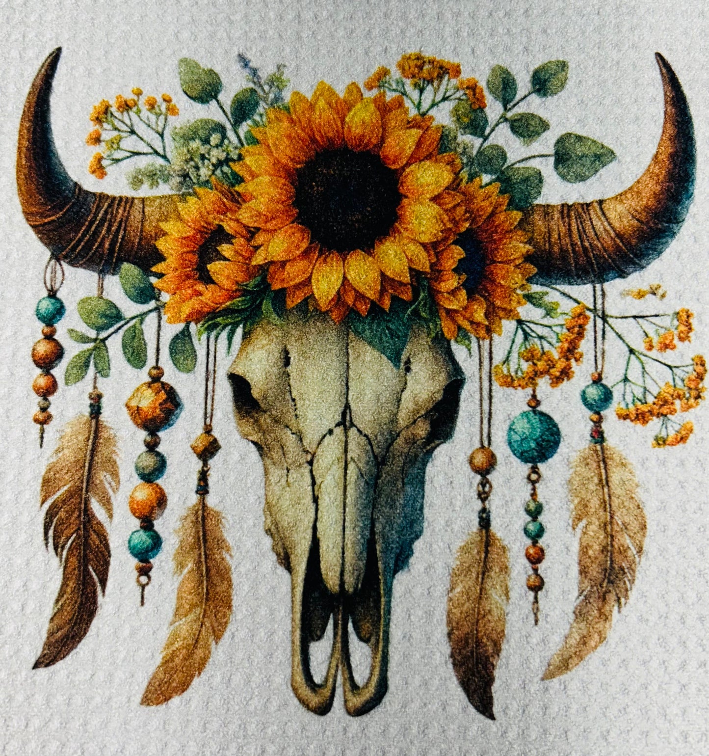 TOWELS - SOUTHWEST SKULLS SUNFLOWER