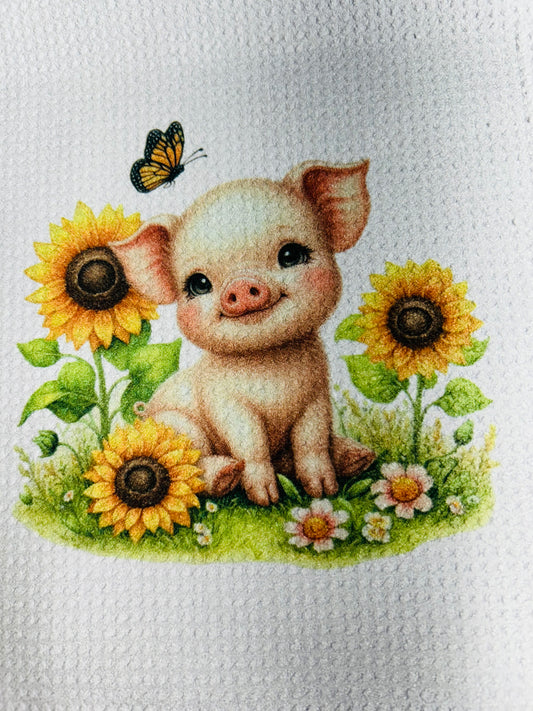 TOWELS - PIGS SUNFLOWER BUTTERFLY