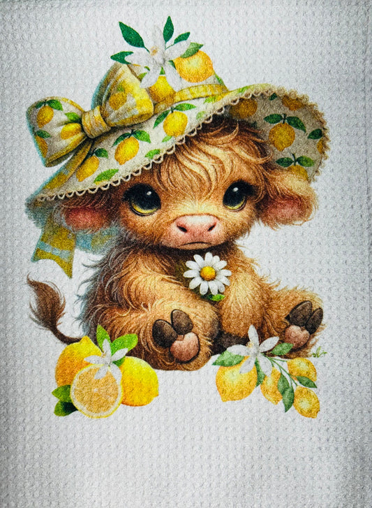 TOWELS - HIGHLAND COW FRUITS LEMON HAT