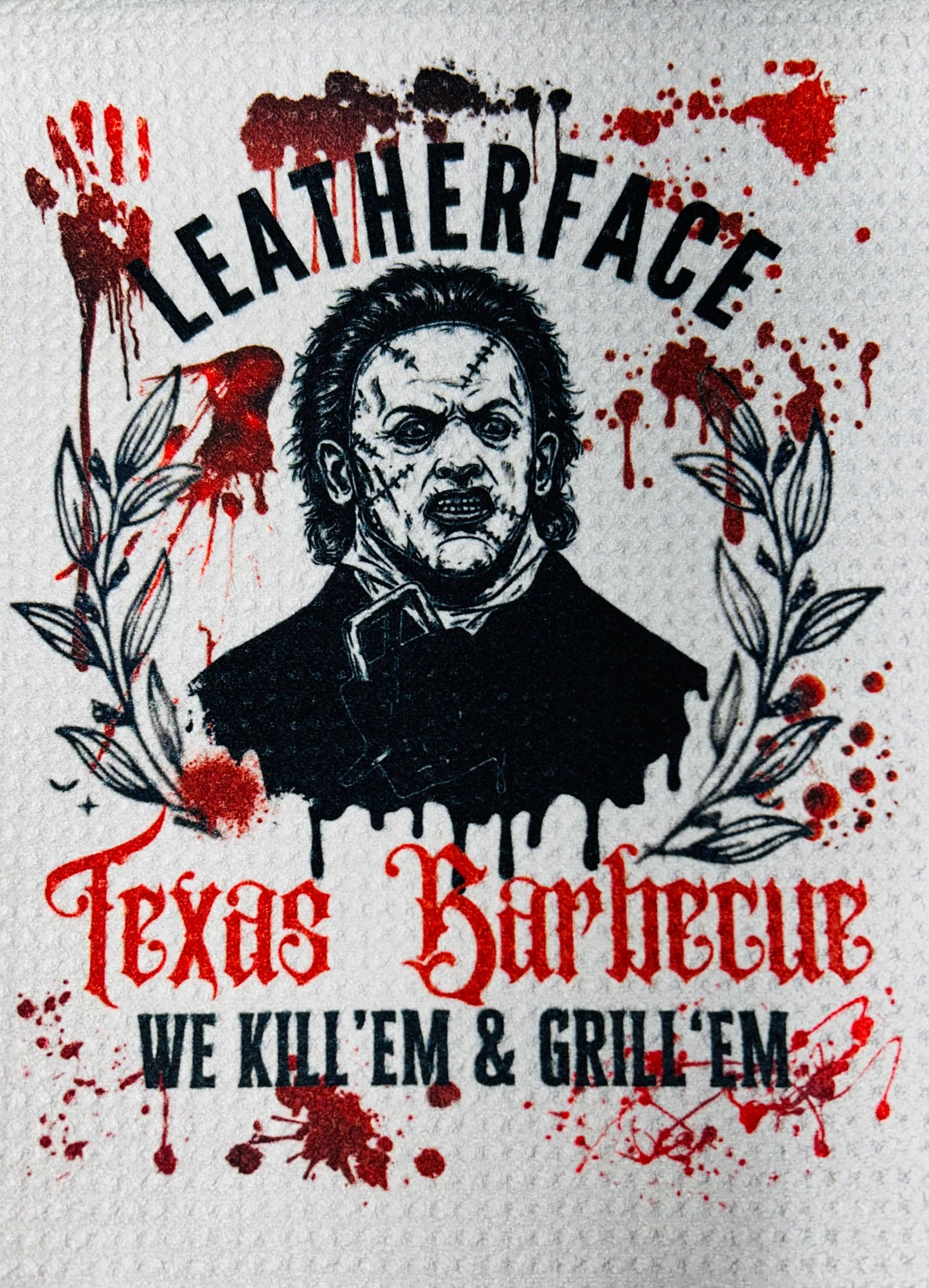 TOWELS - HALLOWEEN LEATHERFACE TEXAS BBQ