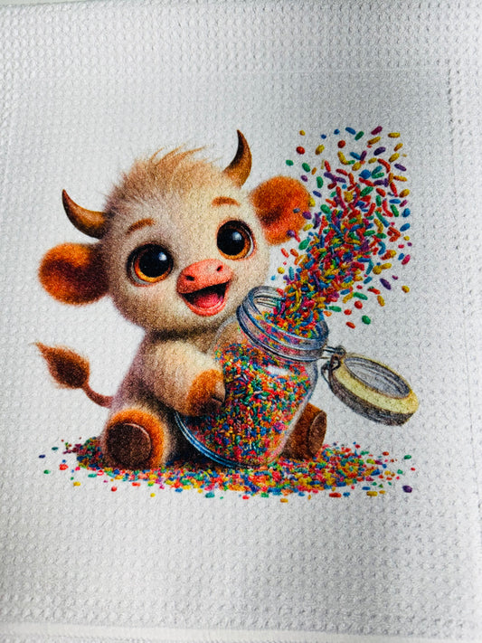 TOWELS - HIGHLAND COW SWEETS SPRINKLES