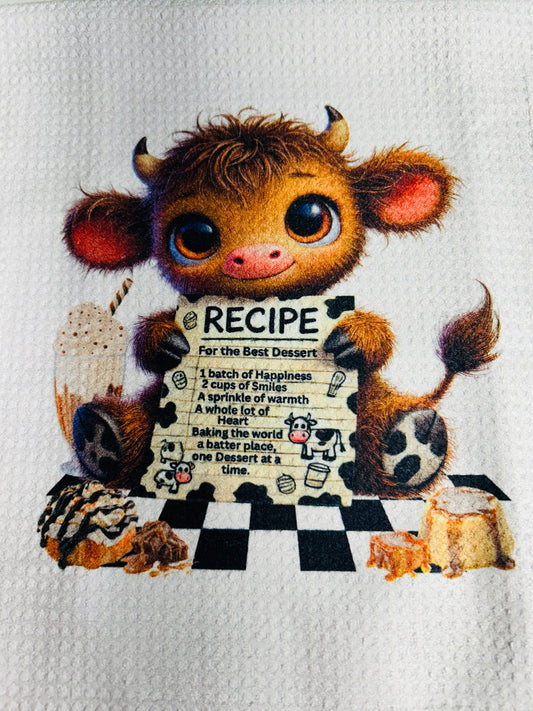 TOWELS - HIGHLAND COW BAKING BEST DESSERT RECIPE
