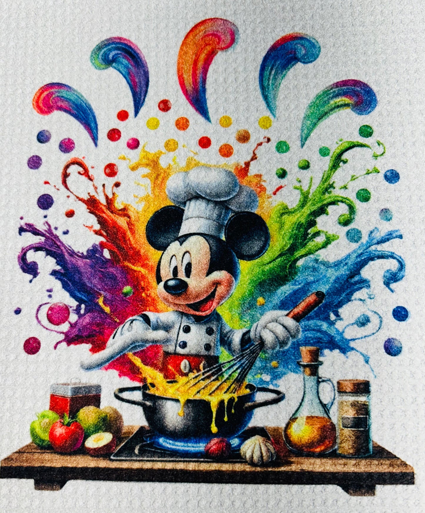 TOWELS - CARTOON CHARACTER MOUSE COOK SPLATTER