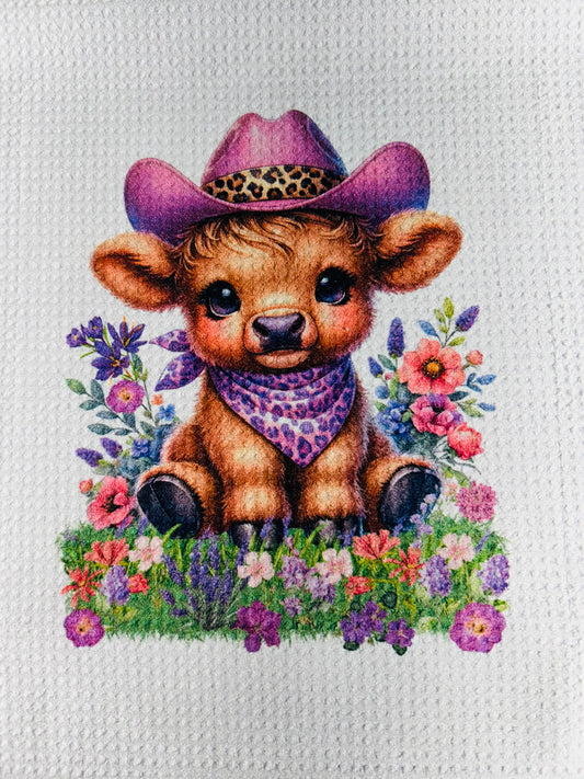 TOWELS - HIGHLAND COW HAT ANIMAL PRINT